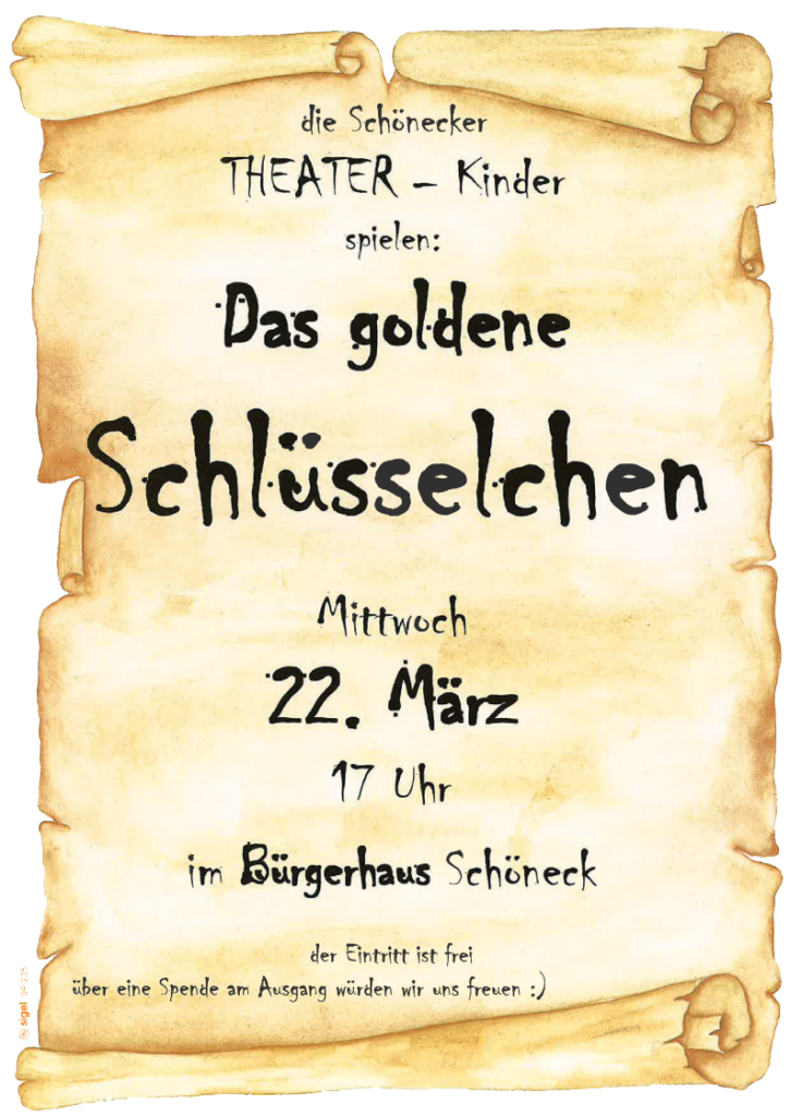 Theater Kinder Schöneck 22.03.2023 - Das goldene Schlüsselchen