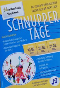 Plakat - Musikschule Schnuppertage